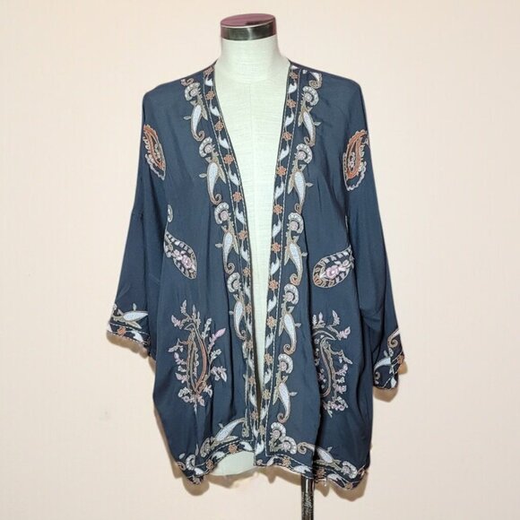 J. Jill Paisley Embroidered Soft Jacket / Kimono - Picture 3 of 8
